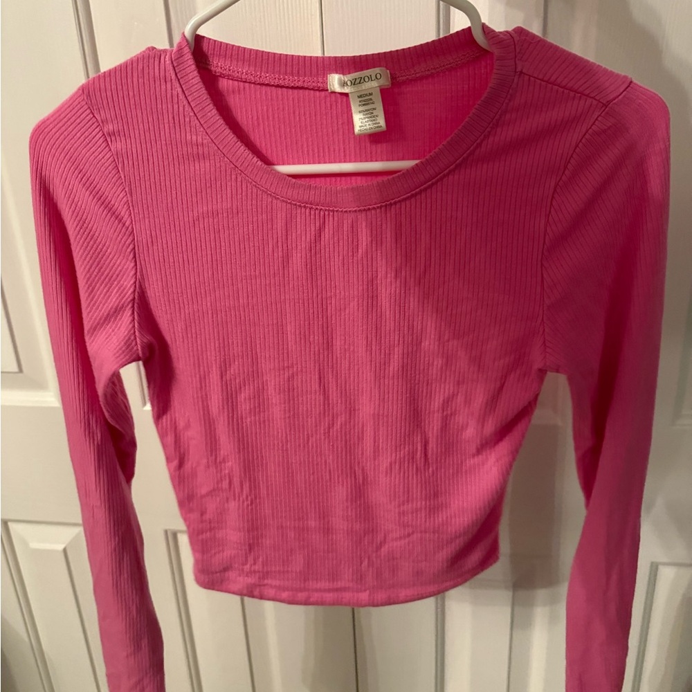 Bozzolo Fuchsia Ribbed Long Sleeve Top